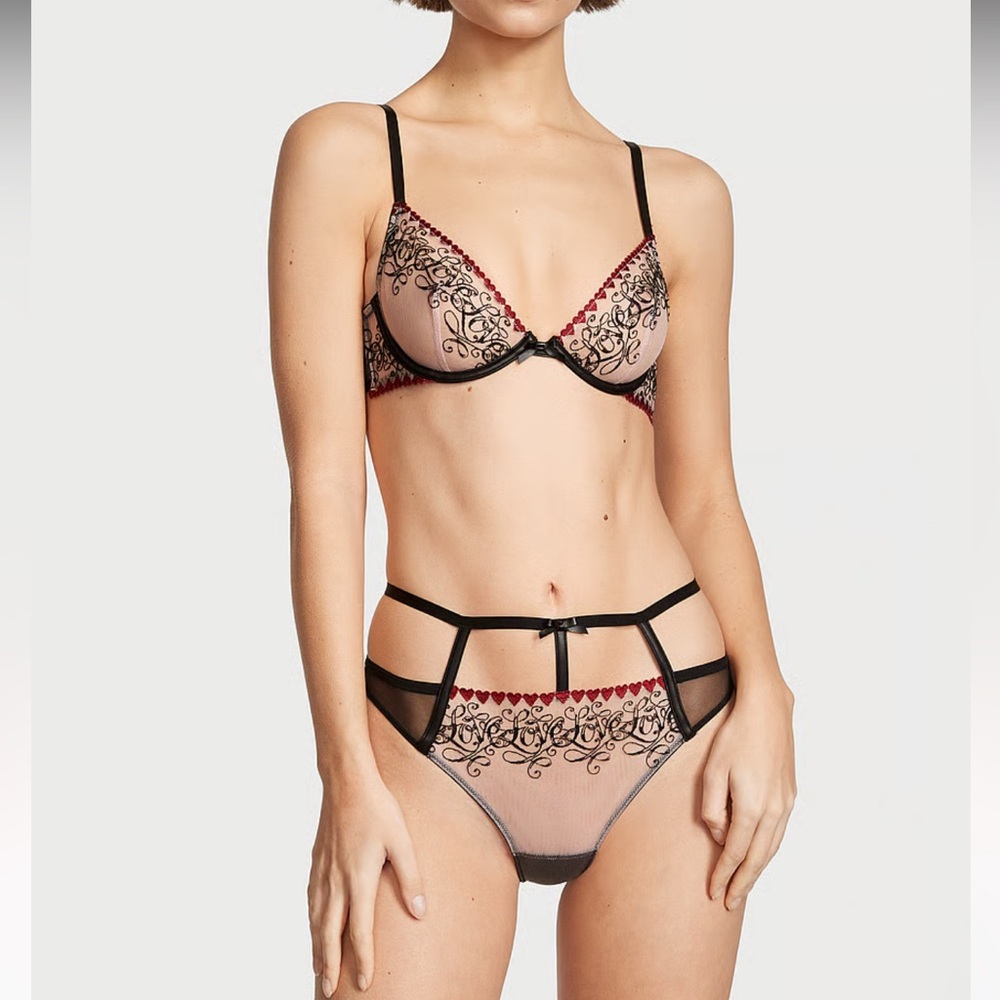 Victoria's Secret Black and Red Lace Bra
